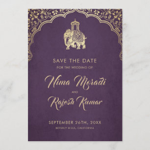 Indische Hochzeit, Save the Date, Blau, Gold, Gane Date