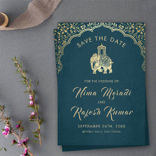 Indische Hochzeit Save The Date Gold Ganesha Einla Einladung