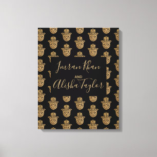 Indische Hochzeit Save the Date Gold Hamsa Henna Leinwanddruck
