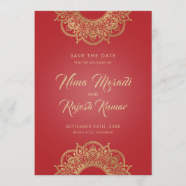 Indische Hochzeit, Save the Date, Rot und Gold Save The Date