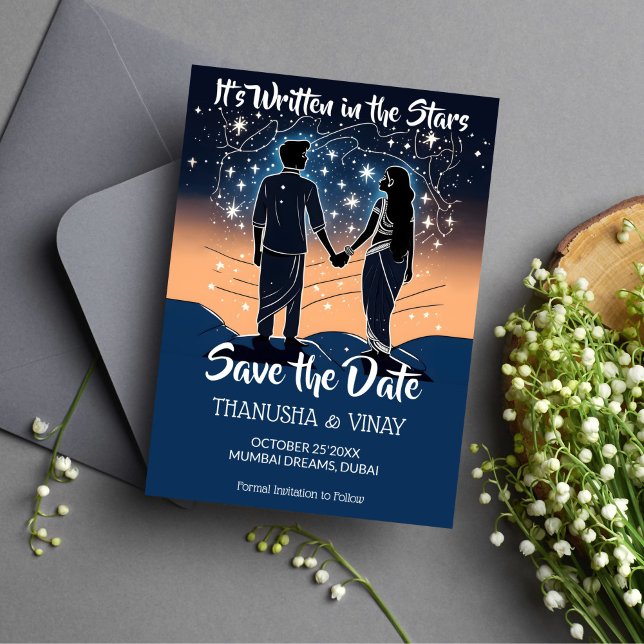 Indische Hochzeit speichern das Datum, an dem sie  Einladung (Save the date Indian wedding it's written in stars editable template invitation digital download)
