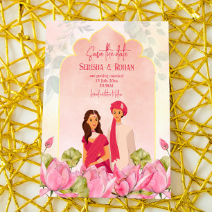 Indische Hochzeit speichern das Datum lotus bridal Einladung