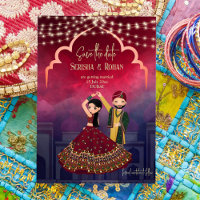 Indische Hochzeit speichern das Datum niedlichen B