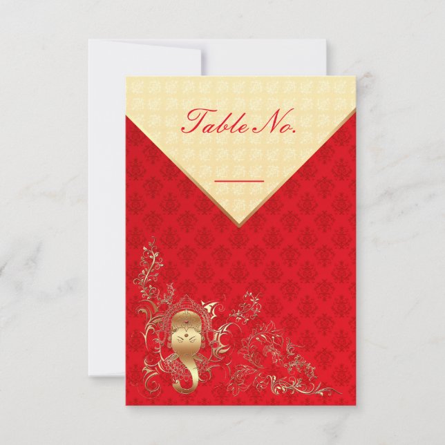 Indische Hochzeit - Tischnummer Card (Vorderseite)