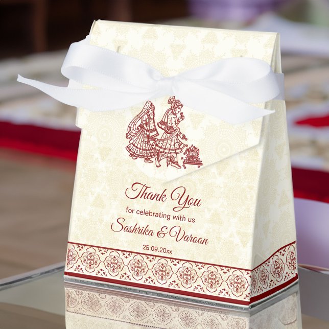 Indische Hochzeit traditionelles Maroon Mandala Mu Geschenkschachtel (Indian wedding traditional maroon mandala pattern favor box)
