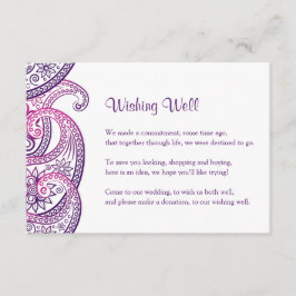 Indische Hochzeit wünschend gut, Lila & rosa Paisl Begleitkarte