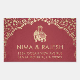 Indische Hochzeitaufkleber, Hochzeitsticker Rechteckiger Aufkleber
