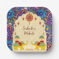 Indische Hochzeitelefanten-Blaumuster personalisie