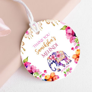 Indische Hochzeitelefantenpink-Blume bevorzugen Geschenkanhänger