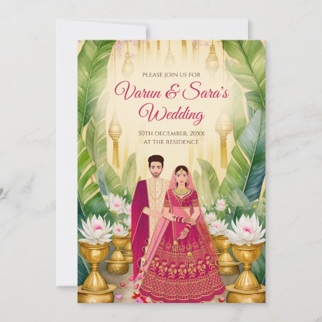 Indische Hochzeitkarte Digital Hindu Hochzeit einl Einladung (Vorderseite)