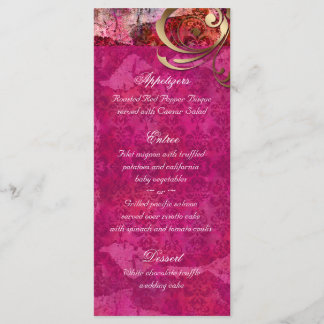 Indische Hochzeitmenükarten Rosa Gold Damask Menükarte