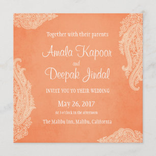 Indische Hochzeits-Einladung, Gold, hindische Einladung
