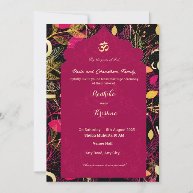 Indische Hochzeitseinladung Moderne Dynamik Save The Date (Vorderseite)