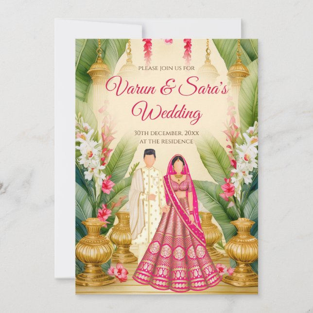 Indische Hochzeitseinladung und indische Hochzeits Einladung (Vorderseite)
