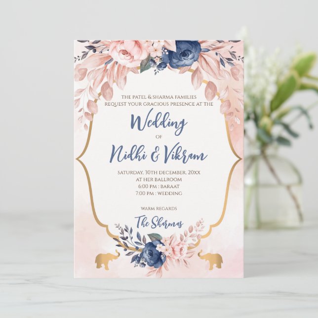 Indische Hochzeitseinladungen & Hindu-Hochzeitskar Einladung (Stehend Vorderseite)