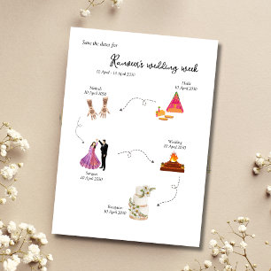 Indische Hochzeitswoche Save-the-Date-Vorlage Einladung