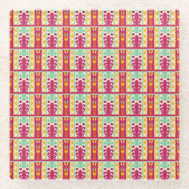 Indische Illustration des traditionellen Textildes Glasuntersetzer (Vorderseite)