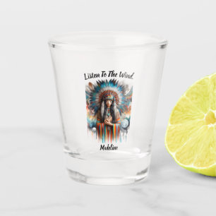 Indische Indianerin, lebendige Feder Schnapsglas