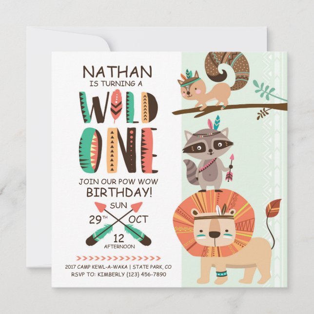 Indische Indische Indianerpow Wow Geburtstag Einladung (Vorderseite)