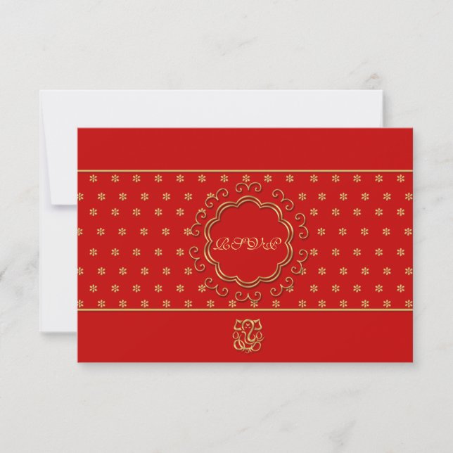 Indische Inspirierte Hochzeitsszenario in Red & Go RSVP Karte (Vorderseite)