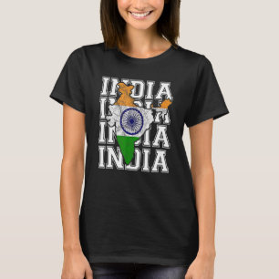 Indische Karte und Flagge Souvenir beunruhigt Indi T-Shirt