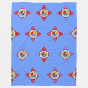 Indische Kultur - Kachina Zia Symbol 1 Fleecedecke