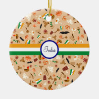 Indische kulturelle Einzelteile mit Flagge und