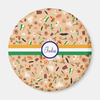 Indische Kulturgüter mit Flagge und Text Magnet