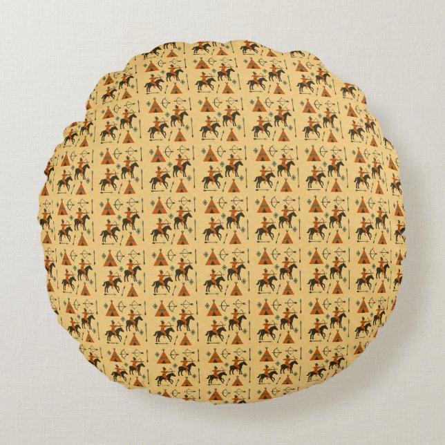 Indische Kunst Rundes Kissen (Vorderseite)