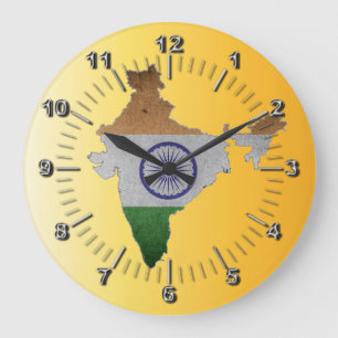 indische Landesflagge Große Wanduhr
