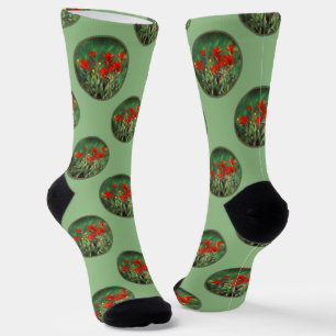 Indische Malerei mit Pinsel Original Wildblume Art Socken