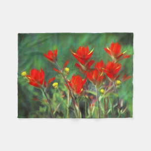 Indische Malerei mit Pinsel - Originelle Blume Fleecedecke