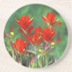 Indische Malerei mit Pinsel - Originelle Blume Getränkeuntersetzer