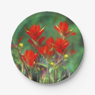 Indische Malerei mit Pinsel - Originelle Blume Pappteller