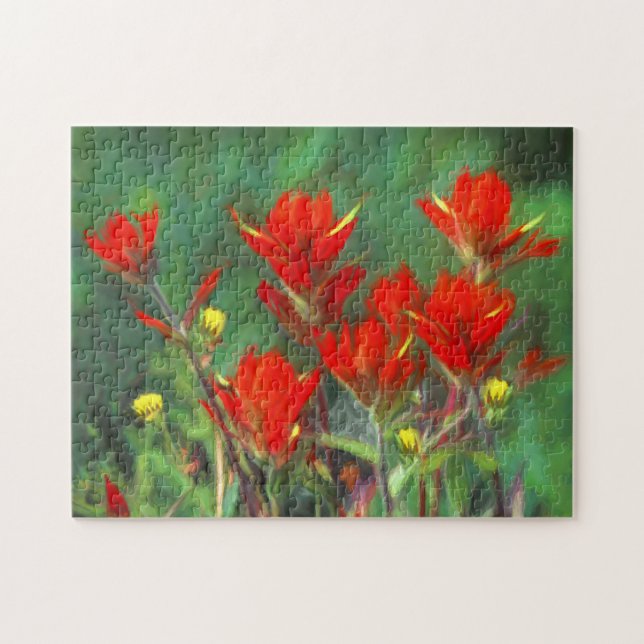 Indische Malerei mit Pinsel - Originelle Blume Puzzle (Horizontal)