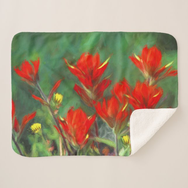 Indische Malerei mit Pinsel - Originelle Blume Sherpadecke (Vorderseite (Horizontal))