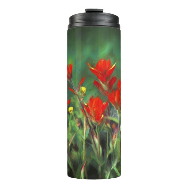 Indische Malerei mit Pinsel - Originelle Blume Thermosbecher (Vorderseite)