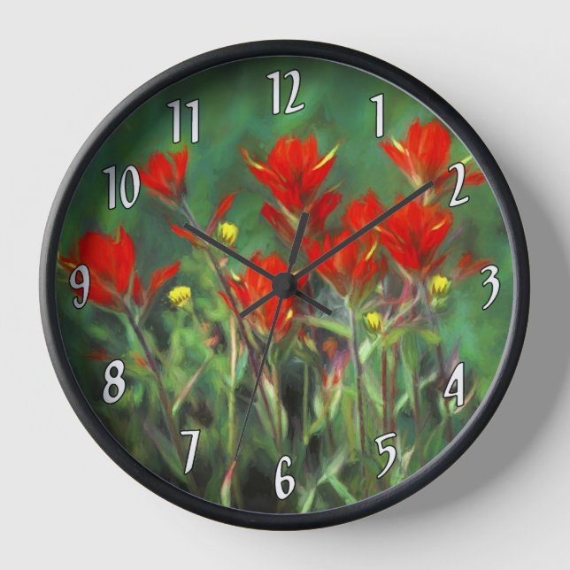 Indische Malerei mit Pinsel - Originelle Blume Uhr (Vorderseite)
