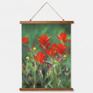 Indische Malerei mit Pinsel - Originelle Blume Wandteppich Mit Holzrahmen