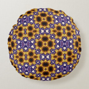 Indische Mandala-Geometrie-Art-Deco-nahtlose Muste Rundes Kissen