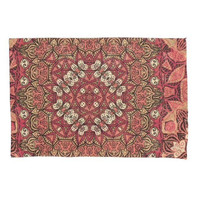 Indische Medaille, boho ethnische Verzierung Kissenbezug (Vorderseite)