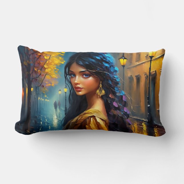 Indische Motive, Digital Modern, farbig Lendenkissen (Vorderseite)