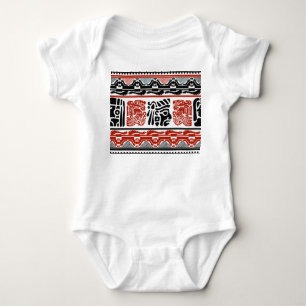 Indische Motive, schwarz rot, nahtlos. Baby Strampler