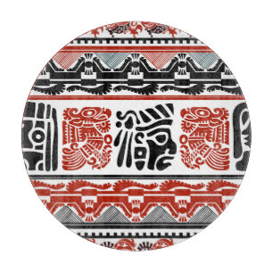 Indische Motive, schwarz rot, nahtlos. Schneidebrett