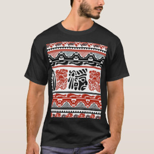 Indische Motive, schwarz rot, nahtlos. T-Shirt