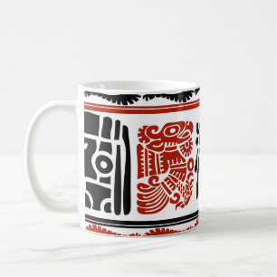 Indische Motive, schwarz rot, nahtloses Muster. Kaffeetasse