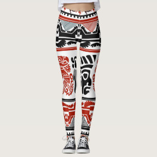 Indische Motive, schwarz rot, nahtloses Muster. Leggings