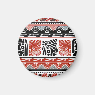 Indische Motive, schwarz rot, nahtloses Muster. Magnet