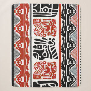 Indische Motive, schwarz rot, nahtloses Muster. Sherpadecke