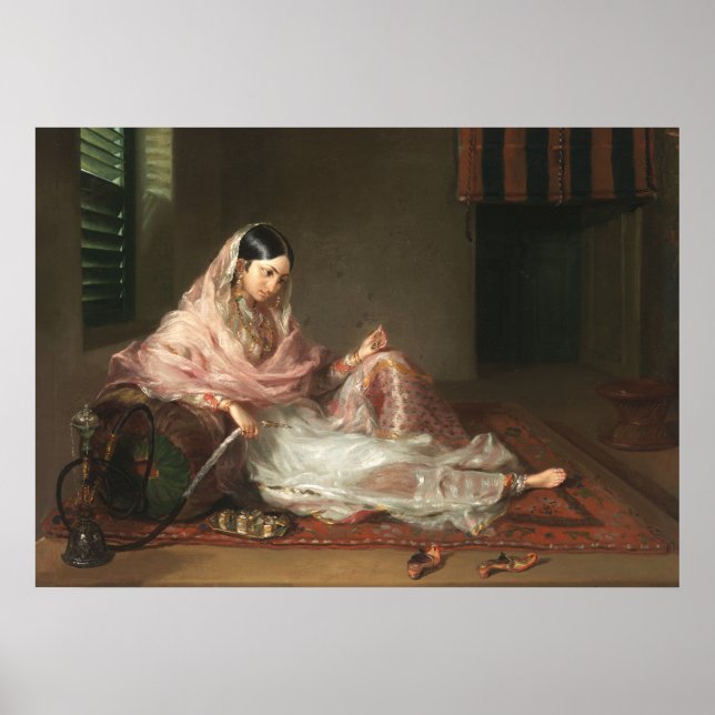 Indische muslimische Frauen rauchen Hookah Poster (Vorne)